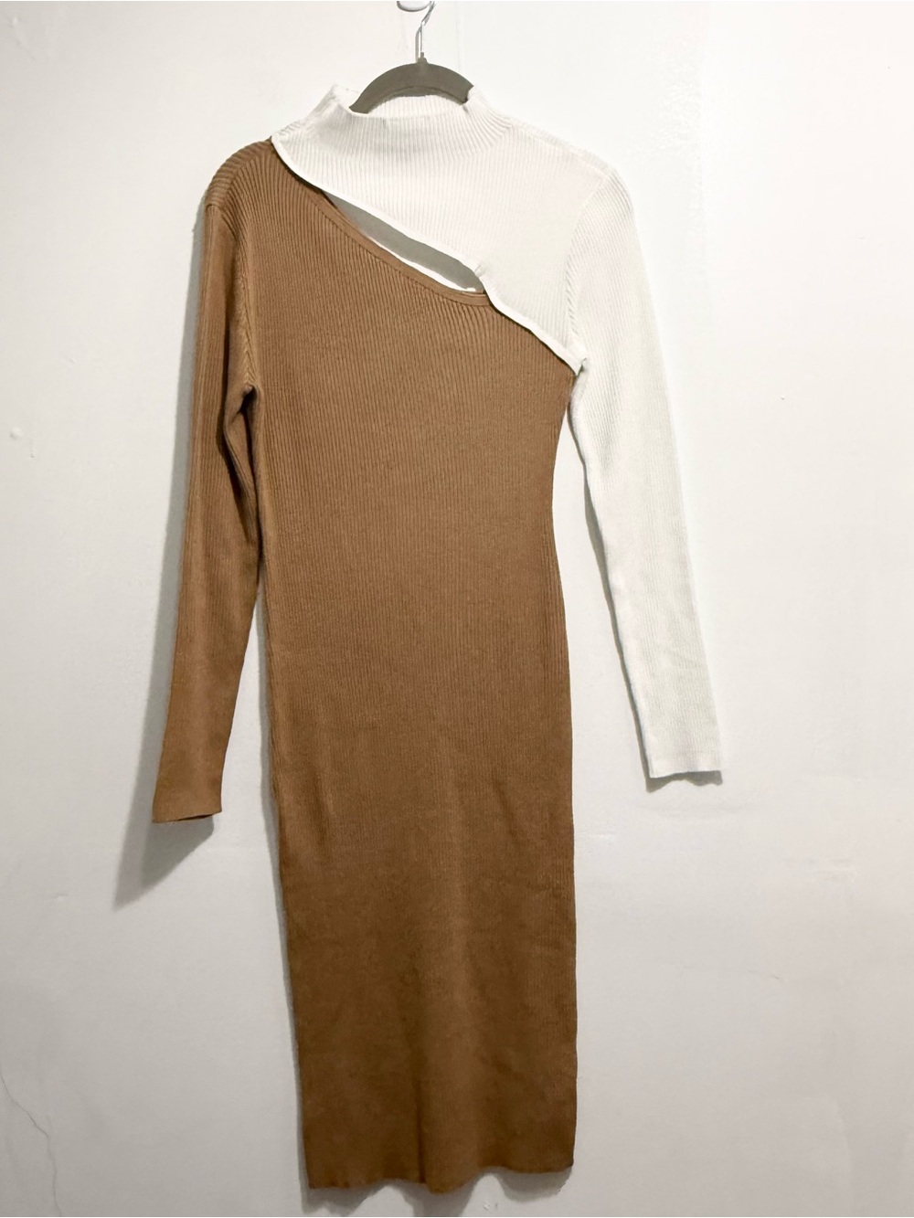 Fashion Nova Rib Knit Colorblock Cutout Midi Dress Size L - Picture 2 of 8